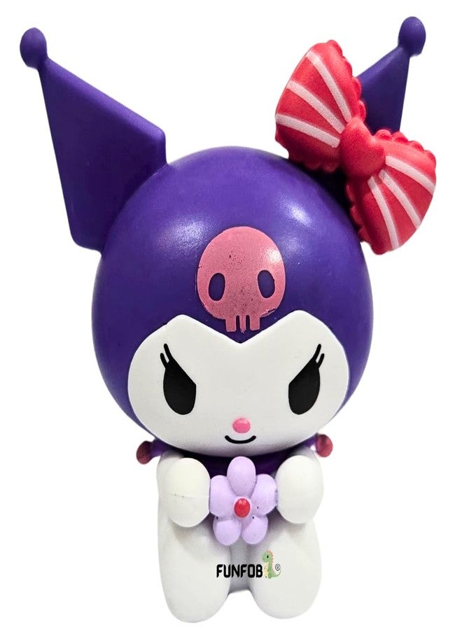 FUNFOB Kuromi Action Figure Height -7.5cm Collectible Figurine PVC Multicolour | Kuromi Purple White with Flower - Image 1